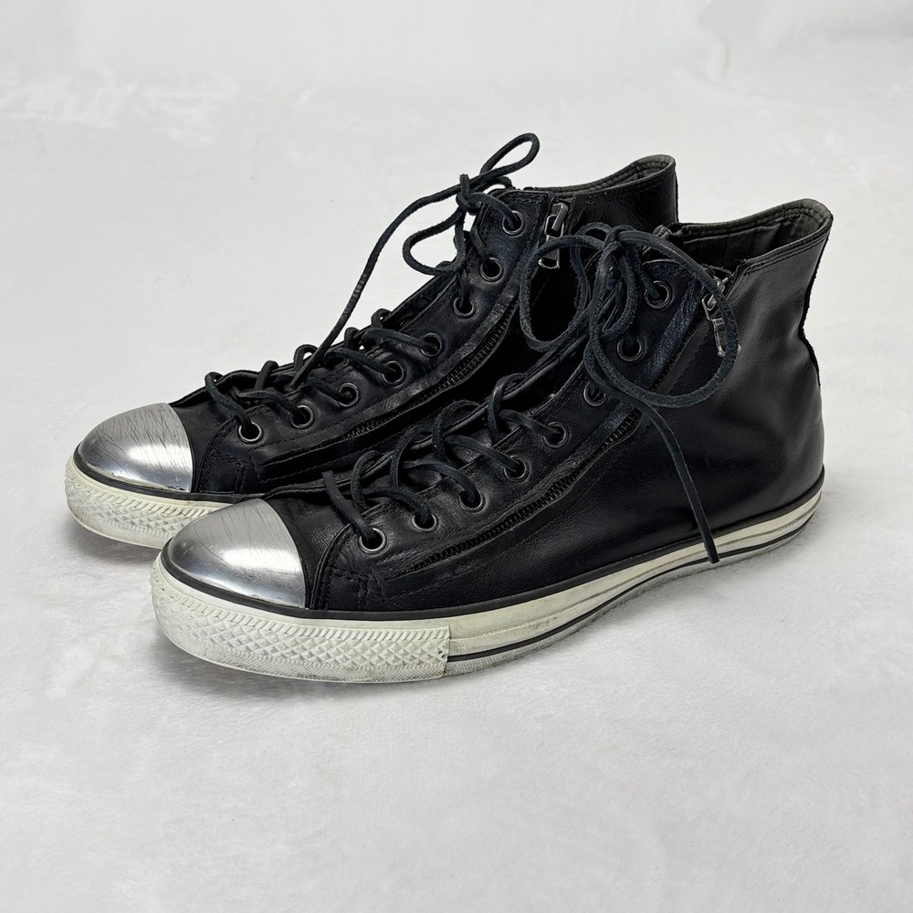 Rare Converse John Varvatos‎ Chrome Metal Steel Toe Zip Leather Sneakers 11.5